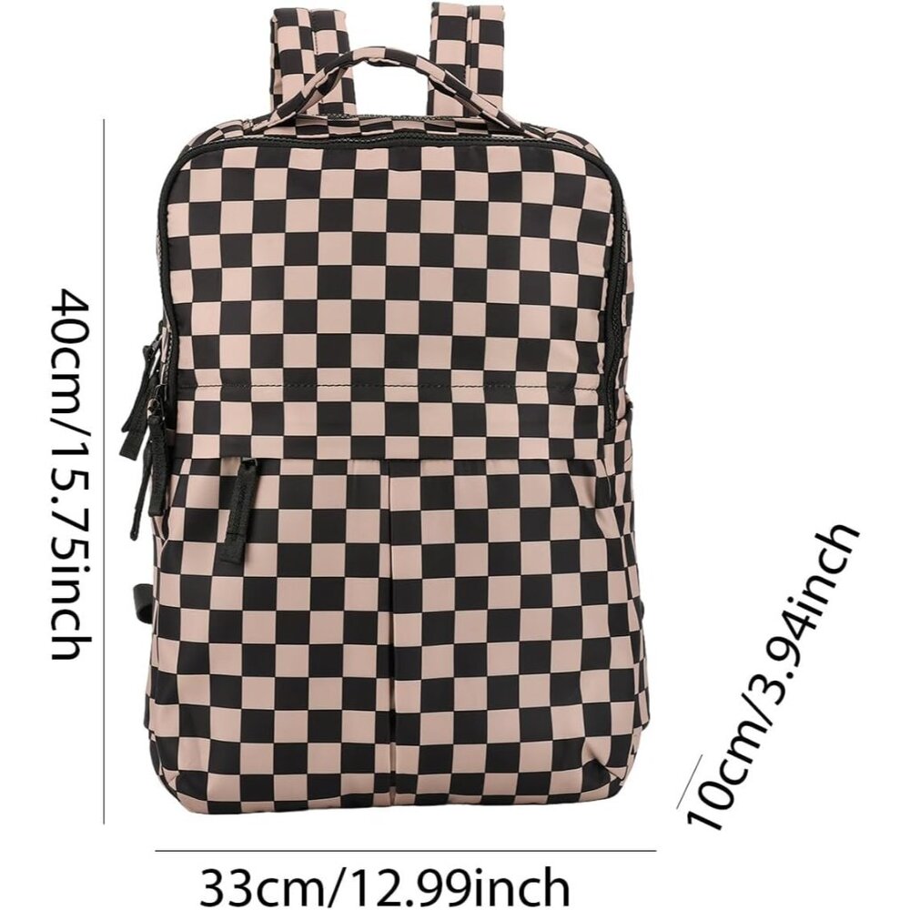 Cute Checkered Nylon Backpack With Organized Stor… - image 8